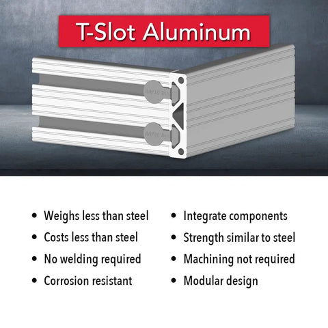 Tough As Nails T Slotted Aluminum Extrusion Linear Rail Bar showing dual open grooves and smooth anodized finish.