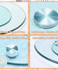 Close-up of Heavy Duty Turntable Lazy Susan Tempered Glass Serving Tray details: glass surface, aluminum components.