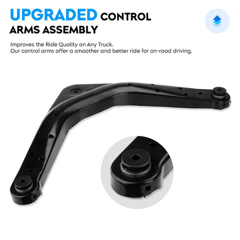 Rear Control Arm and Ball Joint Kit for Grand Cherokee 1999-2004 - Upper and Lower Replacement Suspension Set, 4 Piece End Link Kit, Built Tough Coated Control Arms, Includes K643183 K641869 K7450, black control arm with bushing close-up