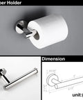 Four Piece Bathroom Hardware Set With Towel Bar Hand Towel Holder Toilet Paper Holder And Robe Hook In Polished Chrome Wall Mounted 17.7 Inch Heavy Duty Stainless Steel Rust Resistant Easy Install showing toilet paper holder installed on wall