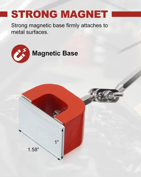 Inspection Welding Mirror With Magnetic Base And Adjustable Arm showing strong magnet attachment for tight spots