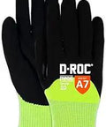 D-Roc ANSI A7 Hyperon 13-Gauge Sandy Nitrile Coated Work Gloves with Rock-Solid Grip, lightweight cut protection, size 7 small.