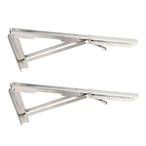 Heavy Duty 15.6 Inch Stainless Steel Folding Wall Shelf Bracket Hinge for Kitchen or Garage Rock Solid Wall Mount Shelf Support