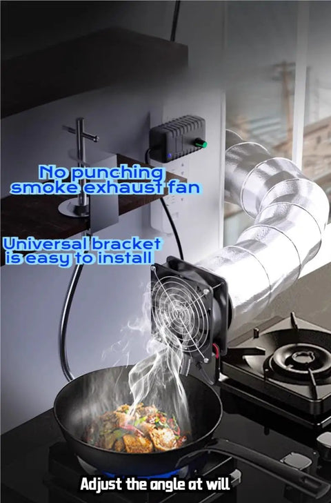 Adjustable Solder Smoke Extractor With 10 Foot Exhaust Pipe shown on kitchen countertop