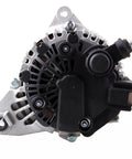 Front view of OE Replacement Alternator Compatible With Hyundai Santa Fe 2005 2006 Sonata 2005 2008 Tiburon 2005 2009 Tucson 2005 2006