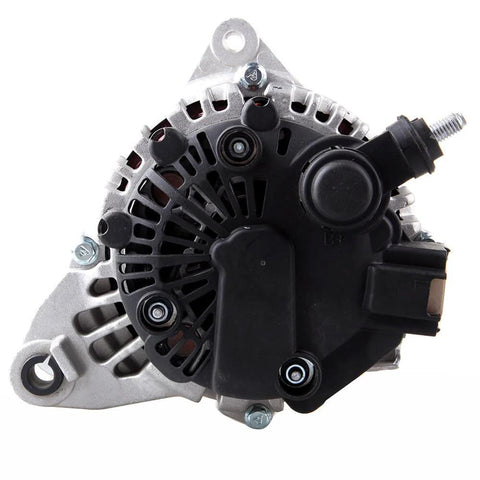 Front view of OE Replacement Alternator Compatible With Hyundai Santa Fe 2005 2006 Sonata 2005 2008 Tiburon 2005 2009 Tucson 2005 2006