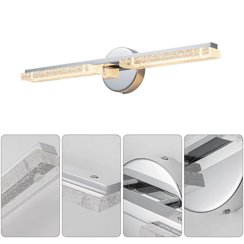 Bano Modern LED Vanity Light Fixture In Chrome Finish For Bathroom Ultra Bright Dimmable Bath Vanity Bar Energy Efficient LED Glow