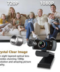 Smooth As Butter 60Fps 1080P HD Webcam With Dual Noise Reducing Mics and a Generous 120 Degree Wide Angle on a desk.