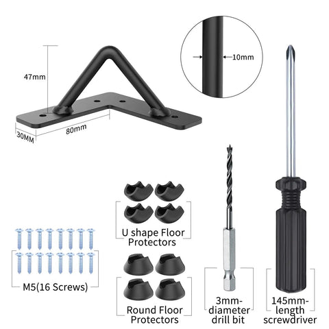 Heavy Duty Hairpin Legs For Furniture Set Of 4 Black Metal 2 Inch 800 Lb Capacity with screws, protectors, drill bit, screwdriver