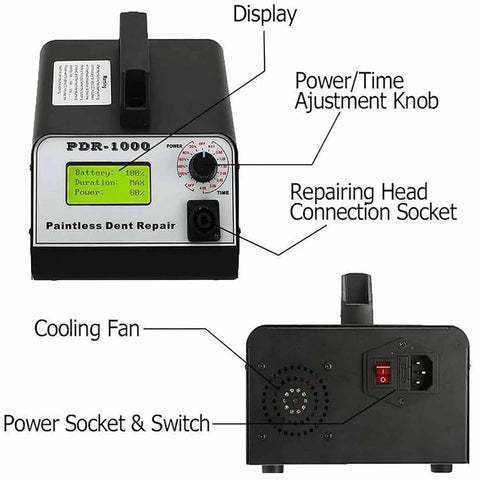Induction Dent Repair Machine With Digital Display And 1000W Power For Auto Body Dent Removal, front and side view