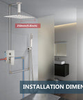 Ceiling Mount Rain Shower System With 10 Inch Shower Head And Handheld Spray High Pressure Faucet Set installation view in bathroom