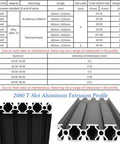 Diagram of 20 Series T Slot Aluminum Extrusion Profile 2080 48 Inch Length European Standard Anodized Linear Rail specifications