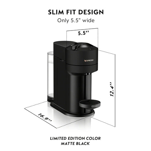 Vertuo Next Coffee And Espresso Maker With 6 Cup Sizes Including 5, 8, 12, And 18 Oz, Single And Double Espressos Hot Or Iced, Slim Matte Black