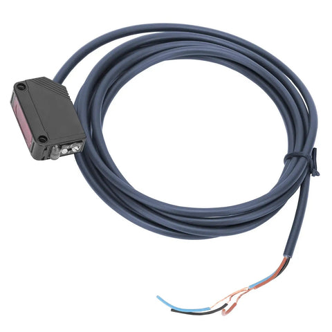 Pro Grade Through Beam Infrared Photoelectric Sensor PNP Switch For Automation Square Contrast Type Detector Ideal For Car Doors Garages Robots And Assembly Lines E3Z D62, wired cable close-up