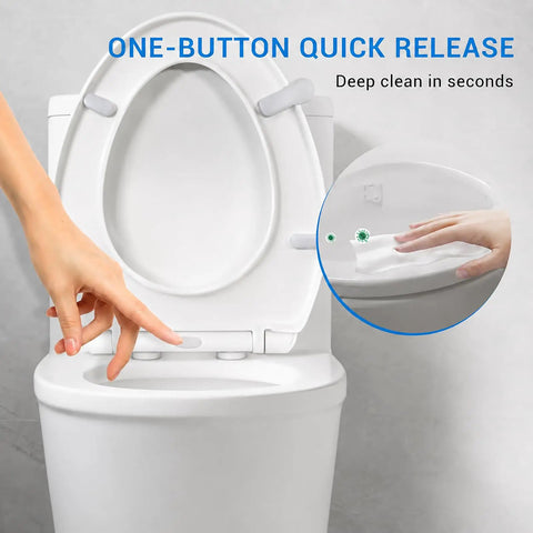Premium White Elongated Toilet Seat Featuring Soft Close Lid And Touch Free Handle Quiet Closing Design Makes It A Solid Game Changer For Zero Fuss Home Bathrooms