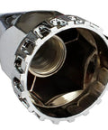 Chrome ABS Plastic 33mm Thread On Spiked Lug Nut Cover showing interior and threading for semi trucks pack of 20 easy install.