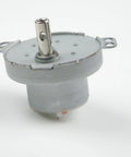 Front view of 12V DC Geared Motor JS-50 Low Speed Mini Brushless Gear Motor With 20 RPM CW CCW, compact design for DIY projects.