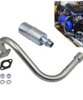 Beefy Heavy Duty Exhaust With Muffler For Predator 212cc 6.5 HP Honda GX160 GX200 with installation parts shown, fits go karts