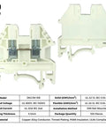 DK2.5N-WE DIN Rail Terminal Block Screw Type White UL 600V 20A 12-22AWG Compact Wiring Block For Tight Spaces