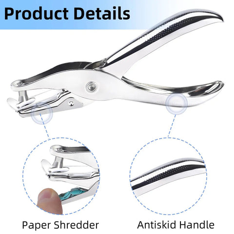 Two Piece Metal Hole Punch Set with antiskid handle and 6mm punch for DIY crafting labels and cards
