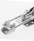 Metal component of Rubber T Handle Hasp Lock For Car Hood And Toolboxes Flexible And Easy To Install Draw Latch, side view