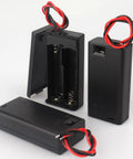 3 Pack Slick Dual AA Battery Case With Built In Toggle Switch And Hookup Wire Leads For Plug And Play Power Setup with red and black wires.