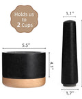Durable Granite Mortar And Pestle Set With Wood Base For Grindin Herbs And Spices, Perfect For Guac And Salsa, Pepper And Nuts, Heavy Duty Stone Crusher For Home Kitchen Use, dimensions labeled.