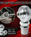 Knockout Beefy Heim Joint Rod End Kit Machined From Top Shelf Heat Treated Chromoly Steel Featuring A Slippery Hard Chrome Sleeve for 1.25" use.