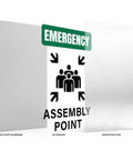 Emergency Assembly Point Sign 18x12 Inches Reflective Aluminum Waterproof Signage With Pre Drilled Holes For Warehouse School And Hospital Safety Built To Last