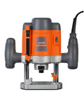 Frontal view of Workhorse Plunge Wood Router With Edge Guide 110 120V 1.6 HP Motor Variable Speed 16000 30000 RPM Durable Electric Router For Precision Cutting And Edge Shaping.