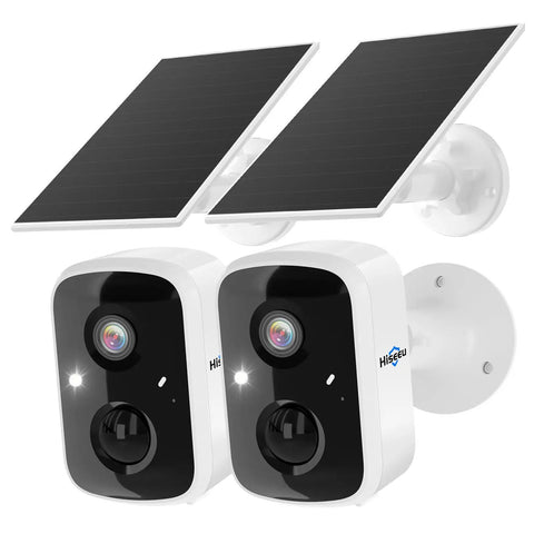 Dope Solar Wireless Outdoor Security Cameras Two Pack Battery Powered 3K 4MP WiFi Surveillance System with solar panels