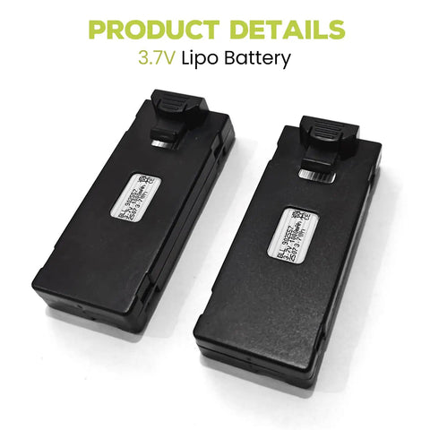 2 Pack 3.7V 1000mAh LiPo Battery For E88 E88MAX E99 E99MAX BD101 P15PRO P8 A13 A15 K10MAX K9MAX S1S And Other RC Drones Quadcopters