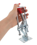 Heavy Duty Quick Release Toggle Latch Clamps Silver Galvanized Iron For Tool Box And Draw Chest With 2183lbs Holding Capacity Weatherproof Pull Latch held in hand.