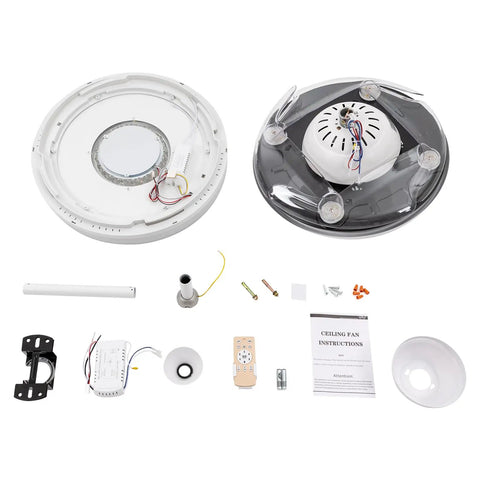 Pwefhsdjvh Ceiling Fan with LED Light 6-Speed Remote Control components including fan casing, light fixture, and remote control.