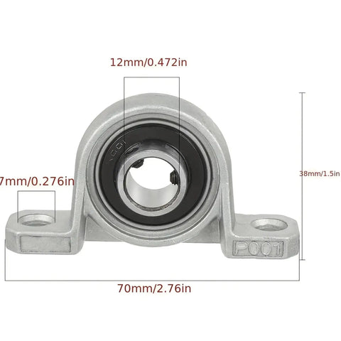 Top Shelf Zinc Alloy Pillow Block Bearings Include Self Aligning Mounted Support For 8mm 10mm 12mm Bore Sizes With Steel Inserts For Heavy Loads And Smooth Motion In Any Shop Task Or Pro Repair Work Designed To Deliver Killer Results Every Day, 12mm bore zinc alloy pillow block bearing with steel insert and 2-bolt base