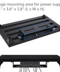 22 X 12.5 Inch Aluminum Guitar Pedal Board With Power Supply Tray Carry Bag And Mounting Tapes Included Black Portable Lightweight For Gigging Musicians, top and side view showing 11" x 3.6" x 1.8" power tray.