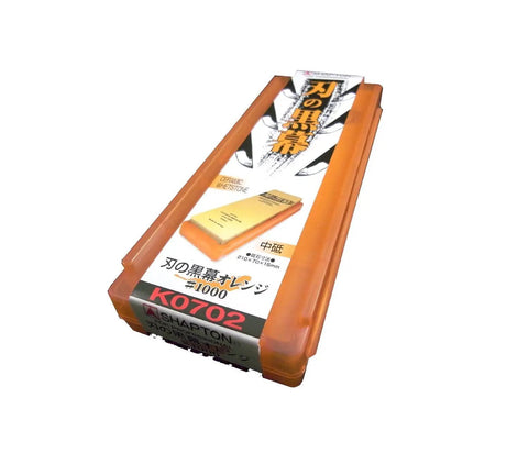 Ha No Kuromaku Ceramic Whetstone Pro Grade Duo Set 1000 And 5000 Grit in ventilated orange plastic box packaging