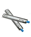 Heavy Gauge Full Extension Drawer Slides With Lock Dead Silent Ball Bearing Runners shown at an angle, featuring thick steel construction.