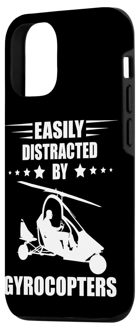 12 And 12 Pro Gyrocopter Aviation Case With Easily Distracted By Gyrocopters Graphic For Aerospace Enthusiasts