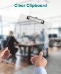 Person holding Clear Plastic Clipboard 2 Pack For 8.5 By 11 Papers, Letter Size, Low Profile Clip in office setting
