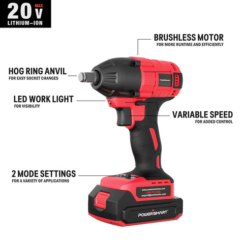 Beast Cordless Half Inch Impact Wrench With Brushless Motor Delivers 265 Ft Lbs Torque 3600 IPM 20V System highlighted features