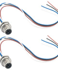 IP67 M12 4 Pin A Coded Male Connector Cable 0.7ft Rear Bulkhead Panel Receptacles 12mm Straight Unshielded Sensor Actuator Cable Set 2 Pack