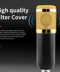 Gold mesh BM800 microphone from F998 Podcast Gear Bundle For TikTok And YouTube Vlogs Audio Interface And Soundboard