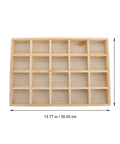 Genuine Top Shelf Twenty Compartment Jewelry Display Tray And Storage Organizer Plate, wooden, 13.77x9.44 inches.