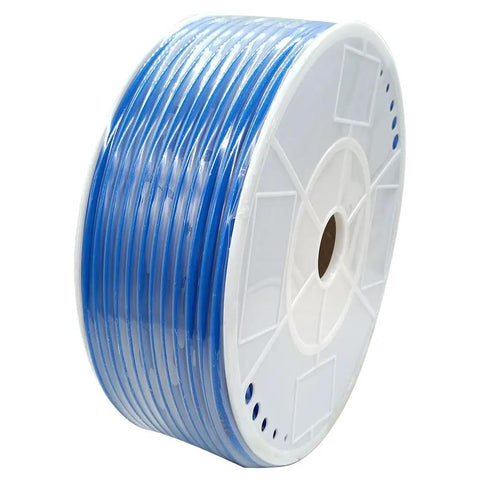 One Quarter Inch OD PU Air Tubing, Five Hundred Fifty Feet Blue Hose For Air Line Or Water Transfer, coiled on reel