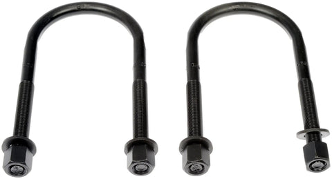 Nissan Xterra Rear Leaf Spring U Bolt Kit 2000 2004 OE Replacement, close-up view of U-bolts with threads and nuts shown.