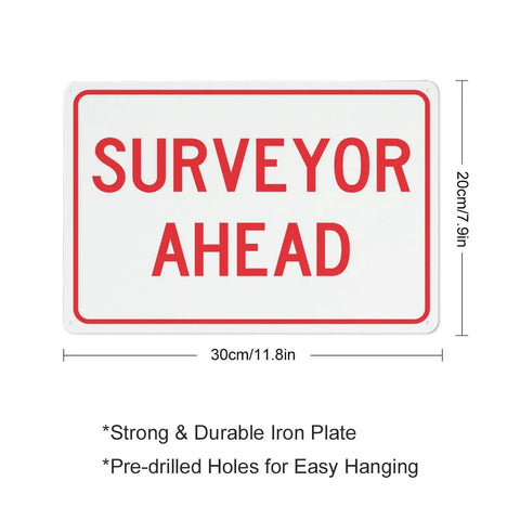 Sturdy Aluminum Sprinkler Booster Connection Warning Sign 8x12 Inch For Commercial Buildings And Industrial Plants, Built-Tough High-Visibility Safety Plaque For Water Supply Zones, Bold Readable Lettering For Daylight Or Low Light — surveyor ahead iron plate