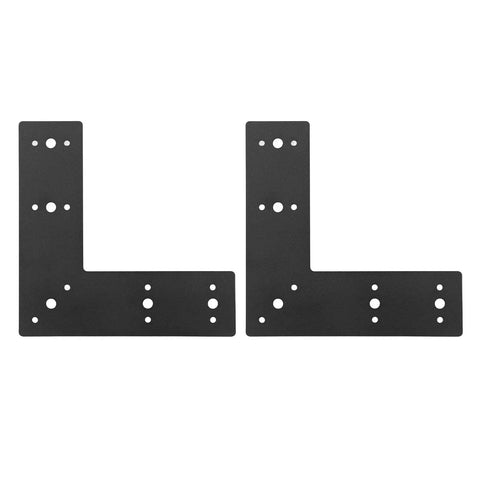 Heavy Duty L Shaped Flat Bracket Mending Plate Black Powder Coated Steel For Furniture Repair Indoors Outdoors 3mm Thick Two Pack