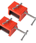 Heavy Duty Hole Punching Fixture Clamping Jig For Cabinet Assembly And Custom Furniture with sturdy red aluminum body.