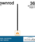 36 Inch Ceiling Fan Downrod in Coal Finish, Beefy Steel Rod for DR536-CL Compatible Fans, Easy Install, Smooth Performance